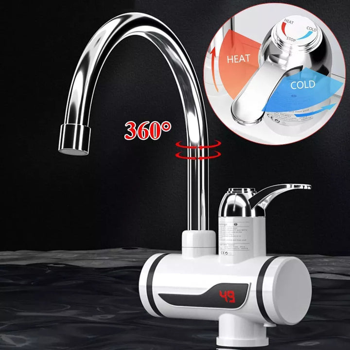 360° Electric Heater LED Faucet Tap Hot Water Instant Bathroom Kitchen Fast Heat