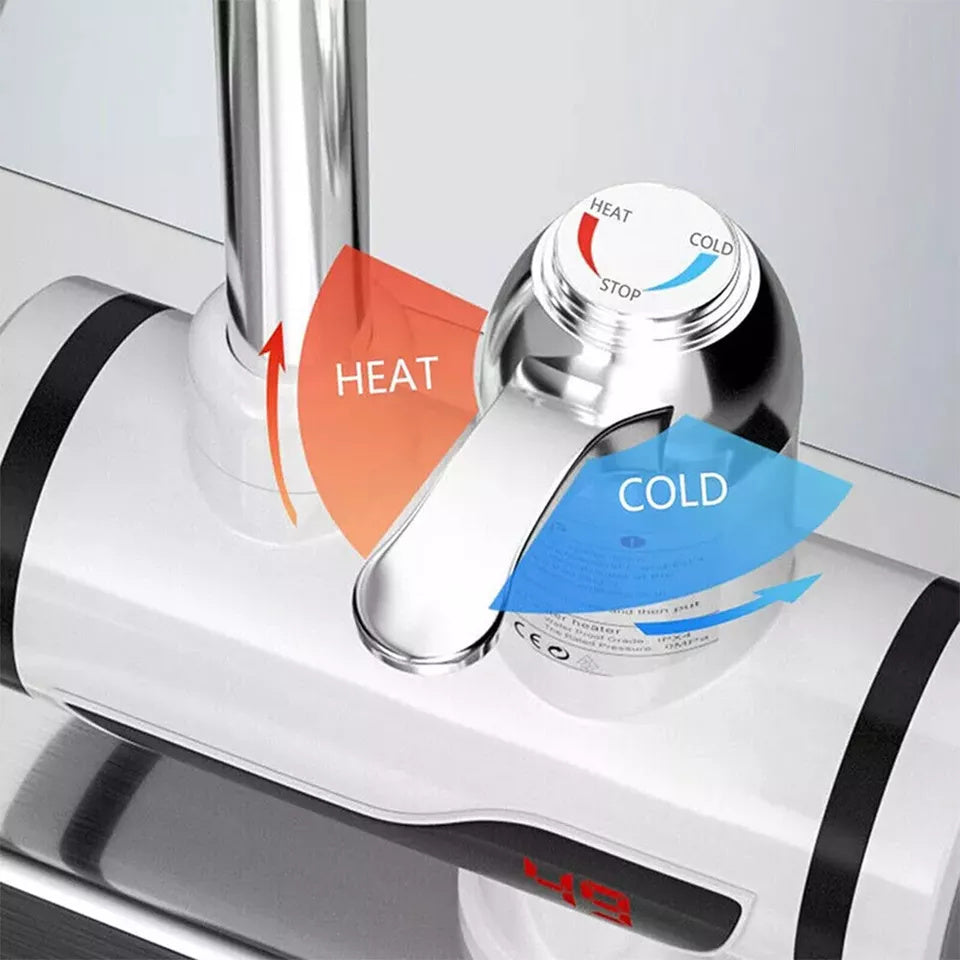 360° Electric Heater LED Faucet Tap Hot Water Instant Bathroom Kitchen Fast Heat