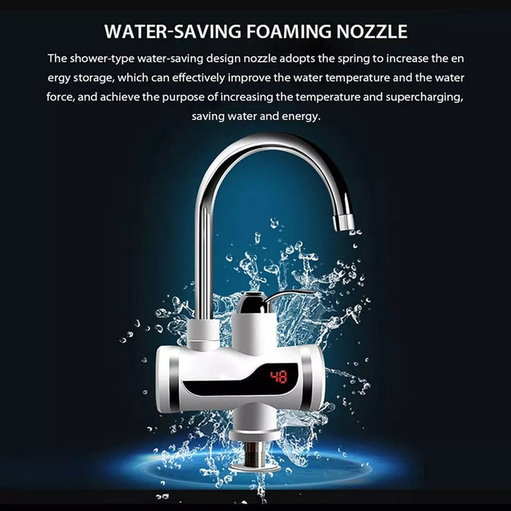 360° Electric Heater LED Faucet Tap Hot Water Instant Bathroom Kitchen Fast Heat